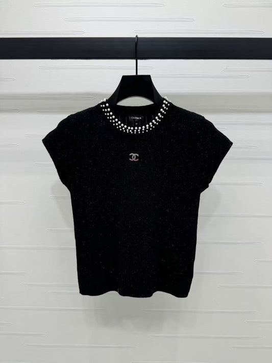 25 Spring and Summer Small Flying Sleeve Knitted Short Sleeve