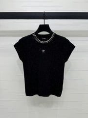 25 Spring and Summer Small Flying Sleeve Knitted Short Sleeve