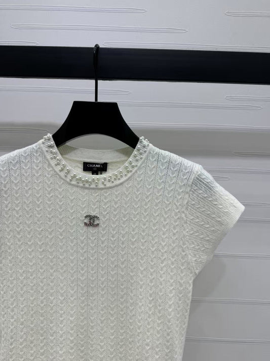 25 Spring and Summer Small Flying Sleeve Knitted Short Sleeve
