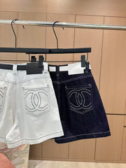 Heavy rhinestone denim shorts