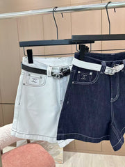 Heavy rhinestone denim shorts