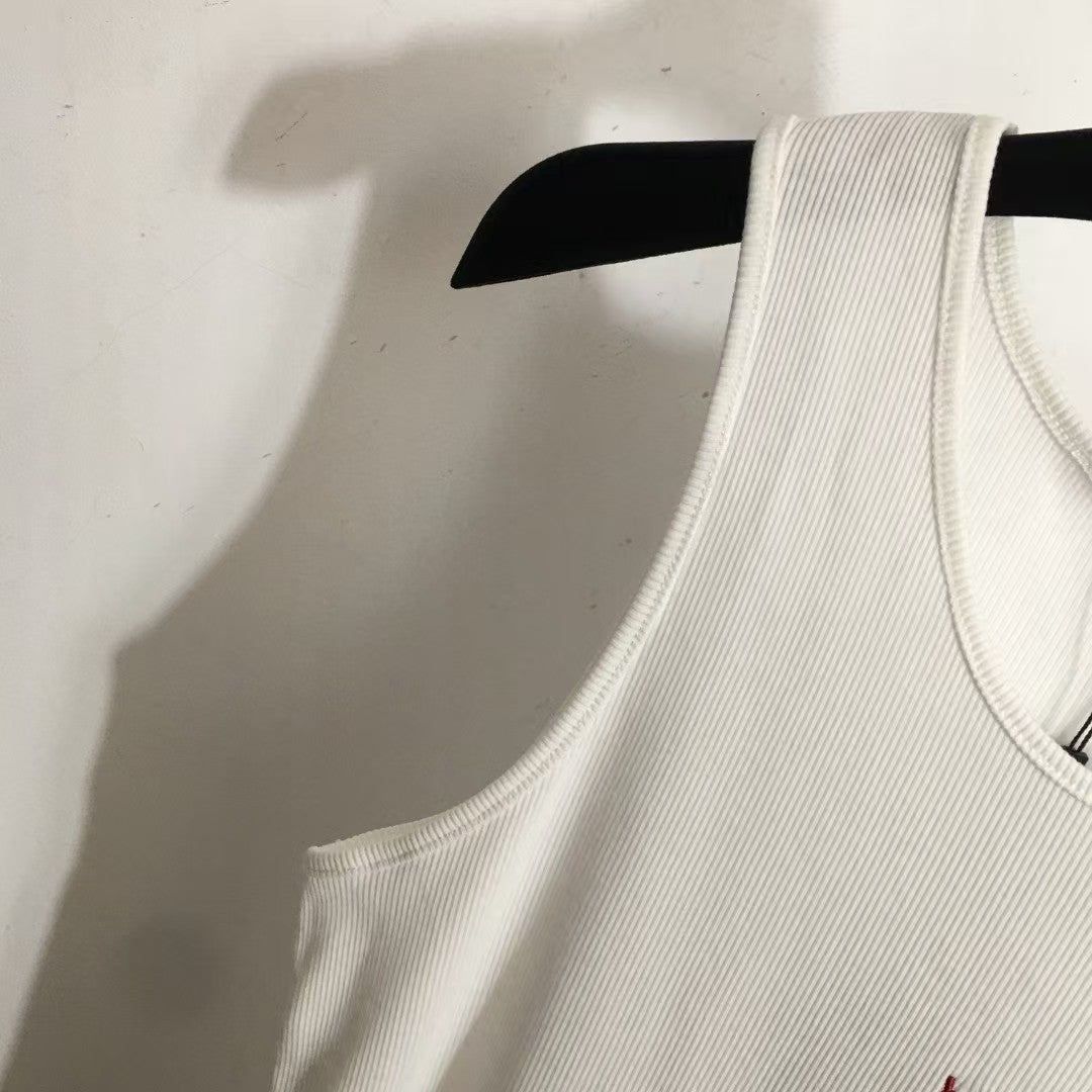 Rote Baumwollweste mit Logo-Stickerei