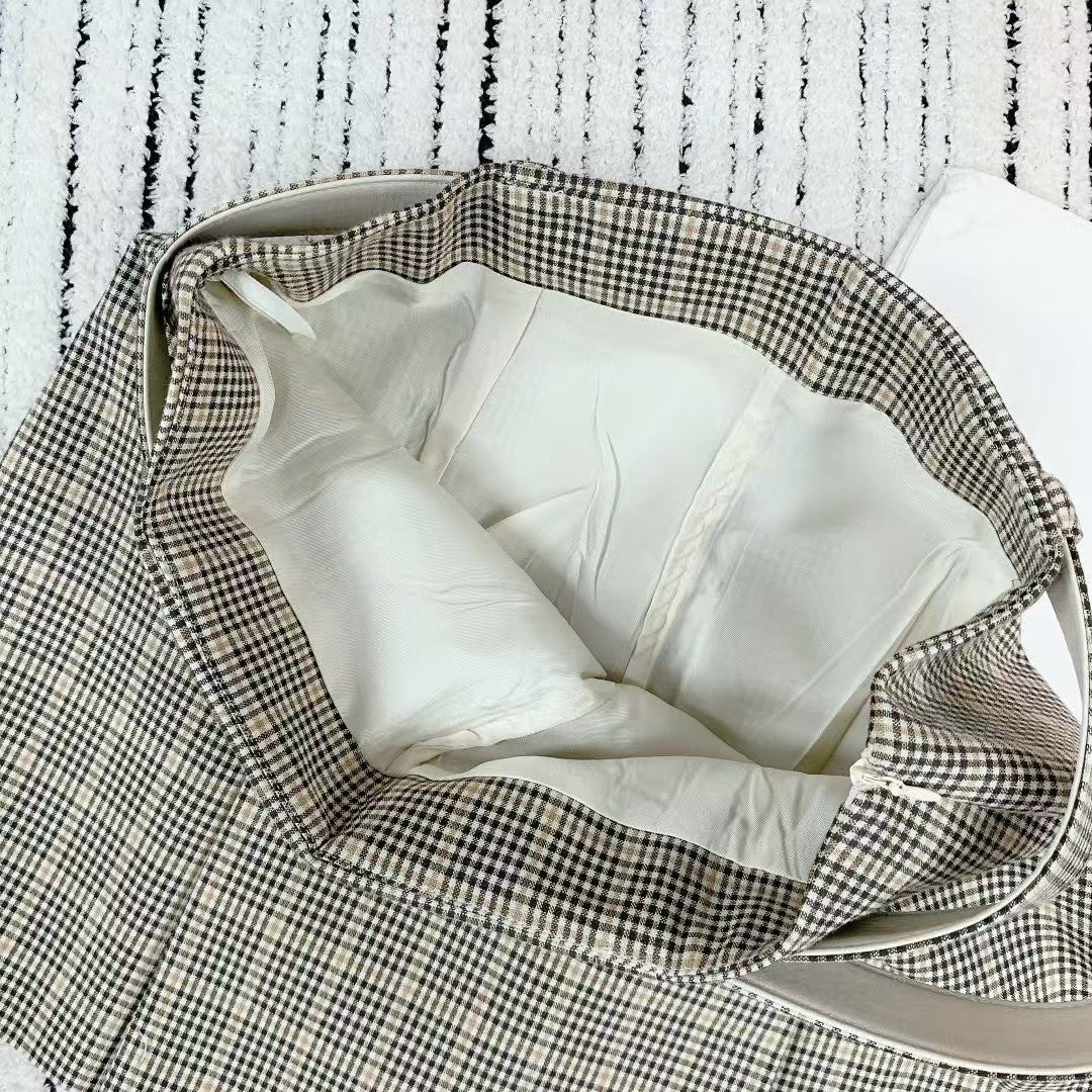 Frühling und Sommer neuer Stil seitlicher Reißverschluss karierter Gürtelrock