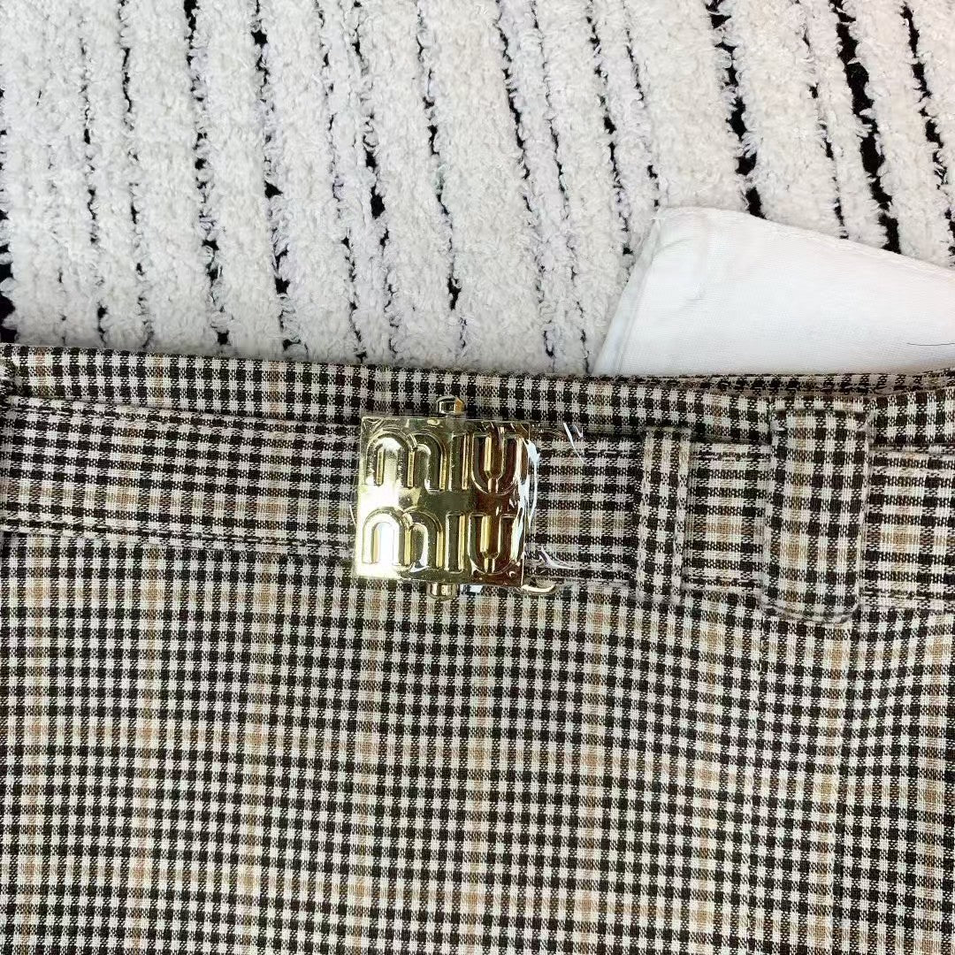 Frühling und Sommer neuer Stil seitlicher Reißverschluss karierter Gürtelrock