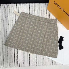 Spring and summer new style side zipper plaid belt skirt