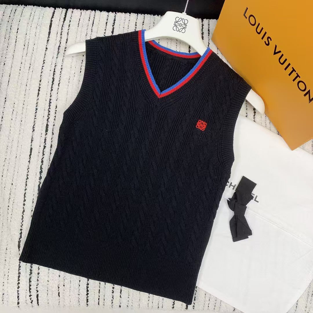 Frühling und Sommer neue bestickte Strickweste mit V-Ausschnitt