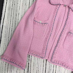 25 spring and summer lapel pocket knitted sweater cardigan