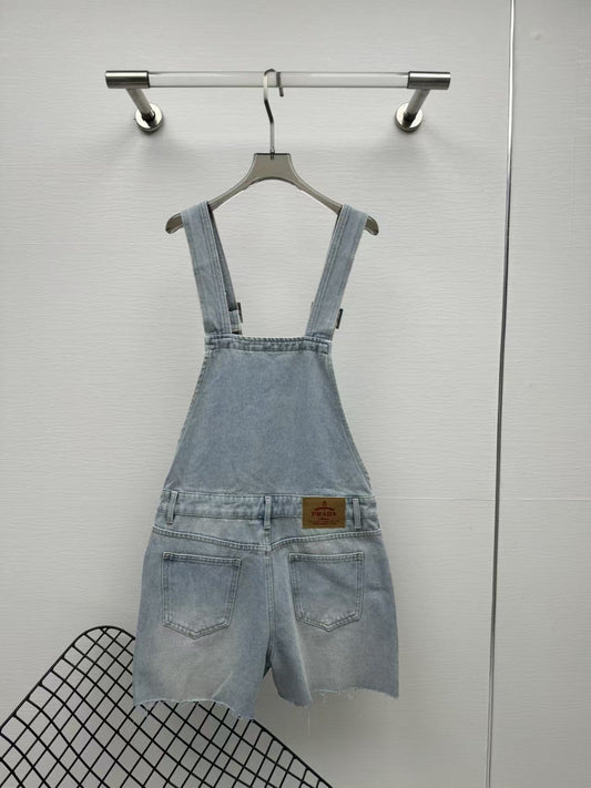 25ss blue denim loose overalls