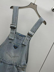 25ss blue denim loose overalls