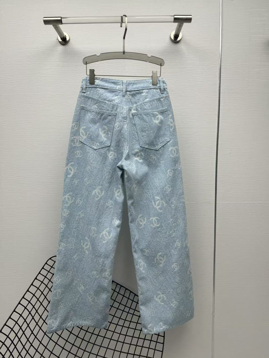 25ss jacquard all over print straight jeans