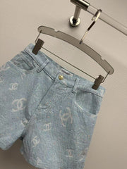 25ss jacquard all over print denim shorts
