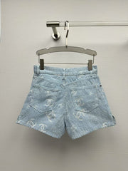 25ss jacquard all over print denim shorts