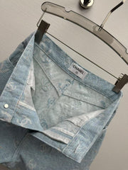 25ss jacquard all over print denim shorts