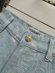 25ss jacquard all over print denim shorts