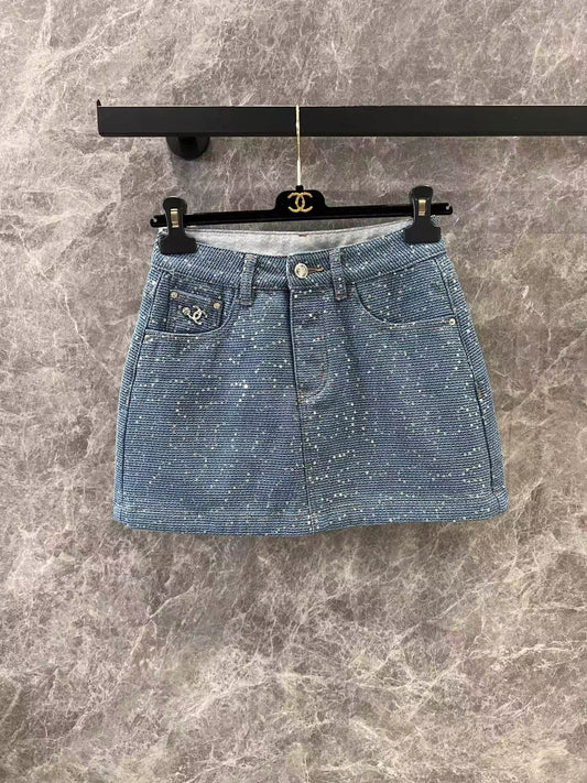 Jupe en jean à paillettes épaisses 25ss