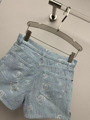 25ss jacquard all over print denim shorts
