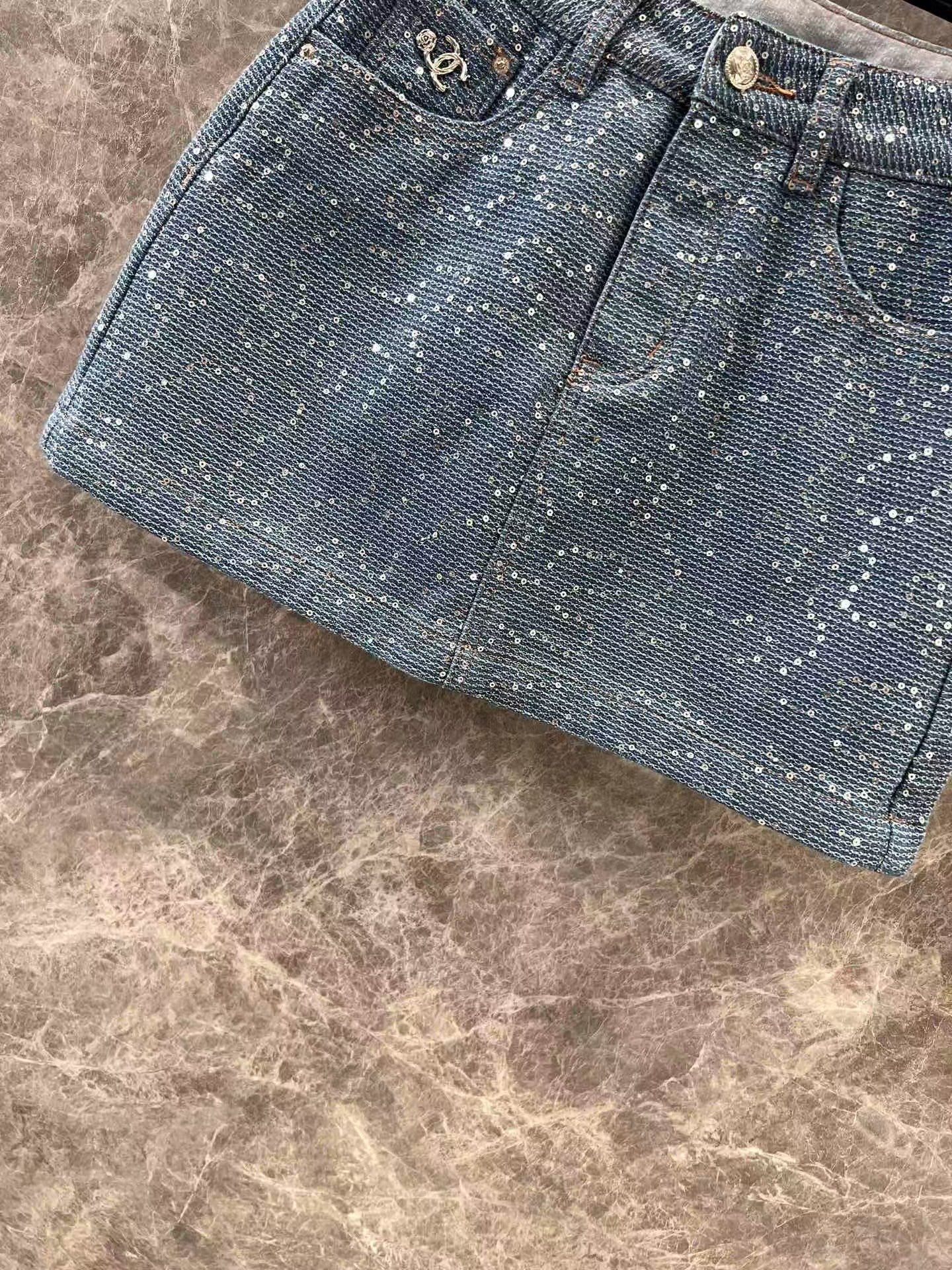 Jupe en jean à paillettes épaisses 25ss