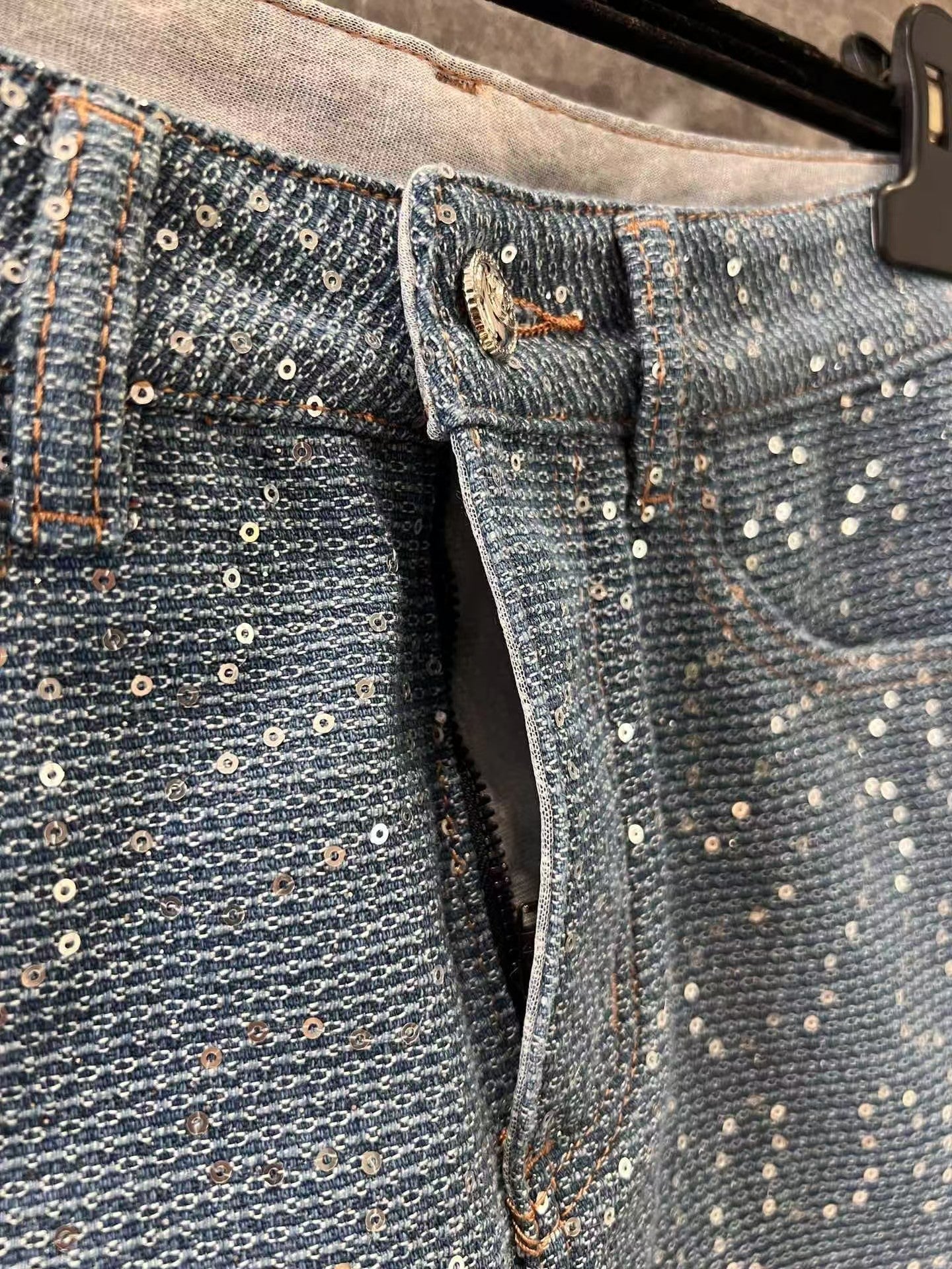 Jupe en jean à paillettes épaisses 25ss