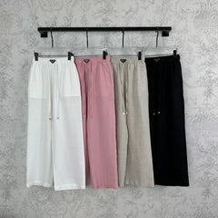 25 Early Spring Linen Elastic Waist Wide Leg Pants