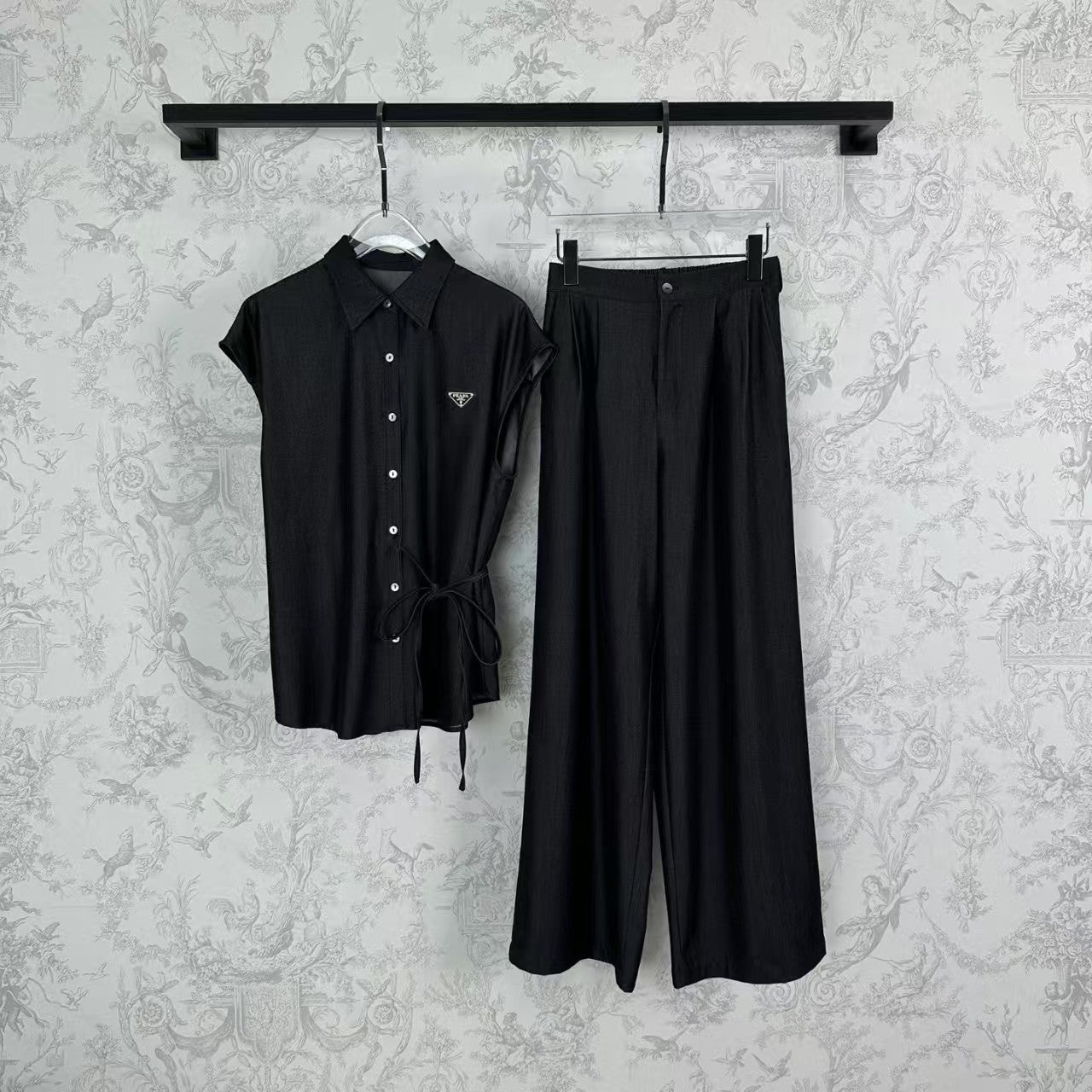 Ensemble pantalon large à taille élastique et bandage en denim de soie pour début de printemps (25 pièces)