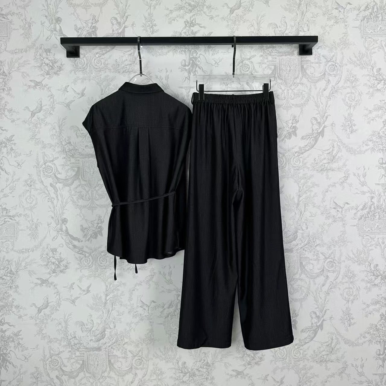 Ensemble pantalon large à taille élastique et bandage en denim de soie pour début de printemps (25 pièces)