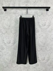 25 Early Spring Silk Denim Bandage + Elastic Waist Wide Leg Pants Set