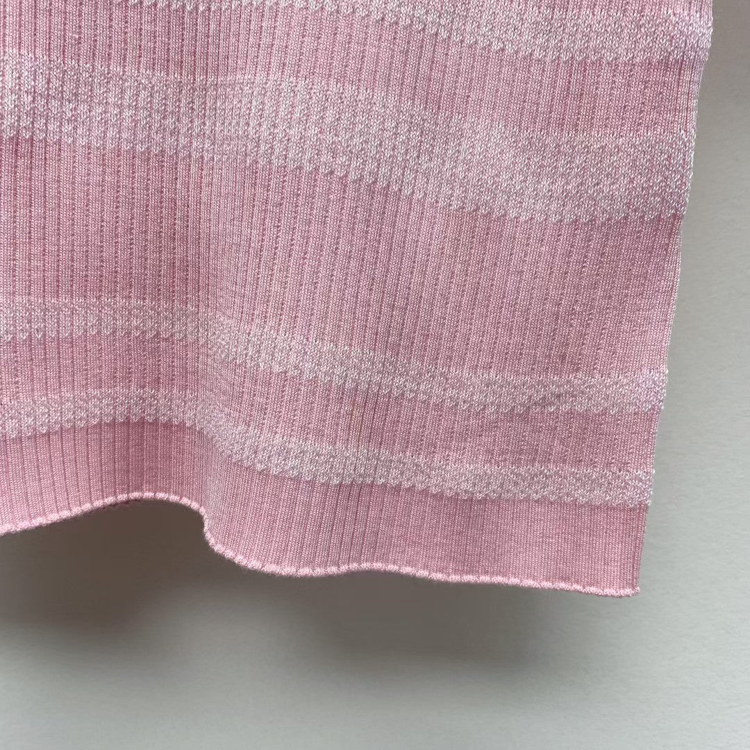 25 nouveaux pulls tricotés à rayures et col rond à manches courtes pour le printemps et l'été