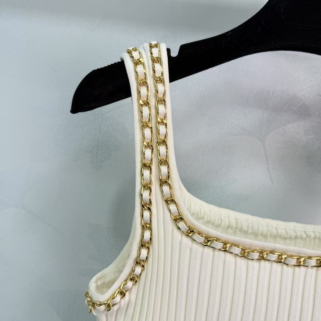 Gilet en maille chaîne délicate blanche