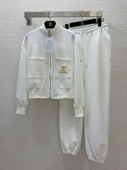 25 Fashion casual suit with double  logo embossing