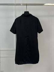 25 Lapel Short Sleeve Zipper Loose Dress