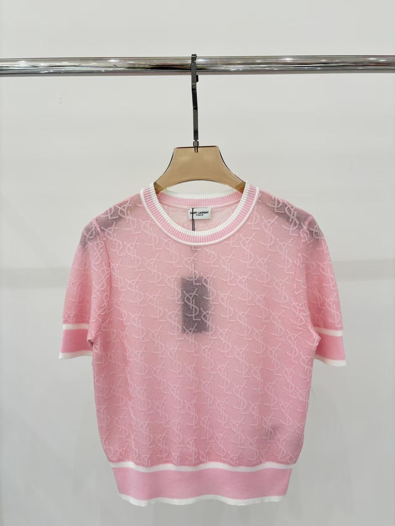 T-shirt tricoté à imprimé jacquard avec logo 25 lettres