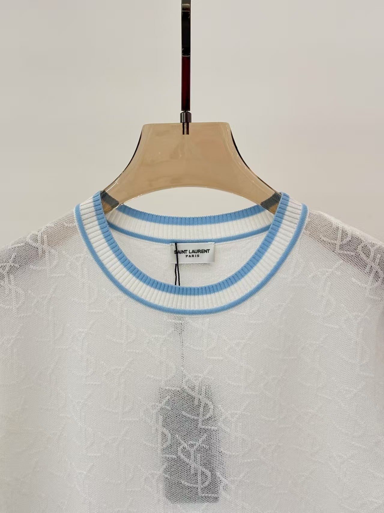 T-shirt tricoté à imprimé jacquard avec logo 25 lettres