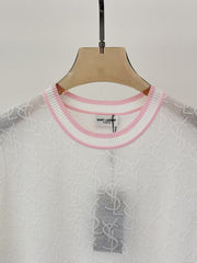 25 letter logo jacquard full print knitted T-shirt