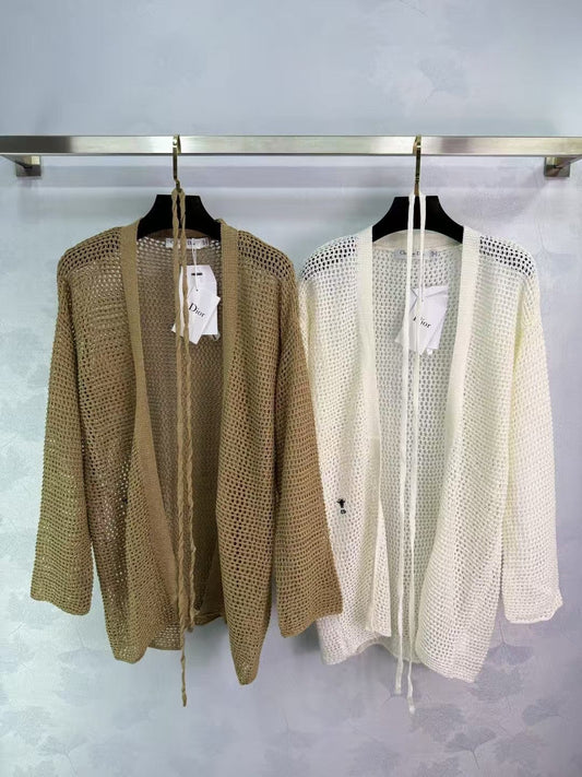 Cardigan long en maille creuse 25SS