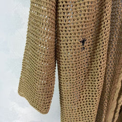 25SS hollow knitted long cardigan
