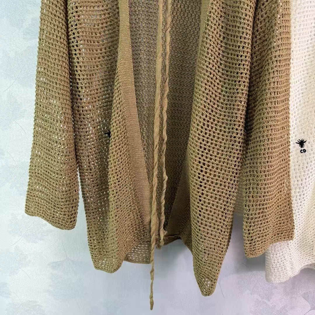 Cardigan long en maille creuse 25SS