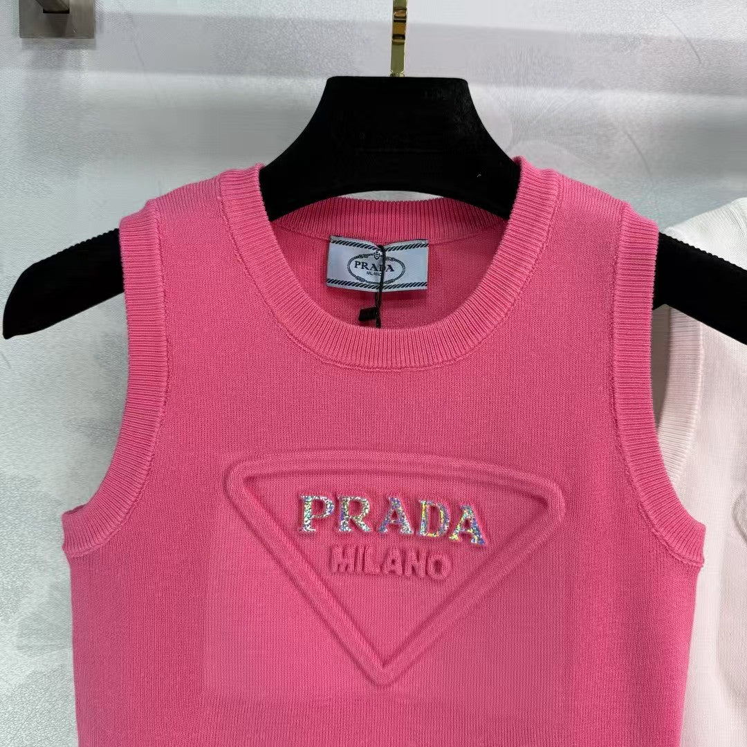 Strick-Westentop mit Rundhalsausschnitt