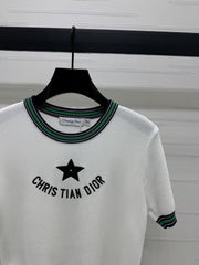 Embroidered logo knit short sleeves
