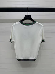 Embroidered logo knit short sleeves