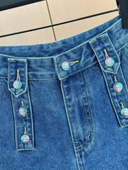 Short en jean boutonné très résistant