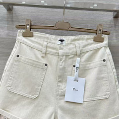 Presbyopic washed straight denim shorts