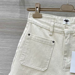 Presbyopic washed straight denim shorts