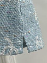 Light jacquard all over print denim shorts