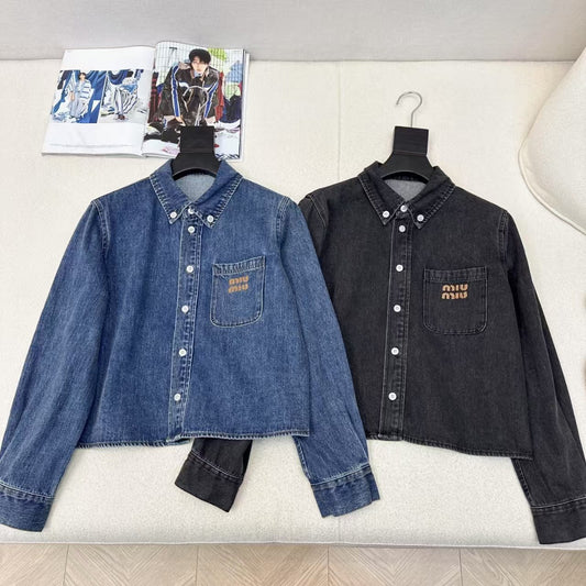 Nouvelle chemise courte en jean