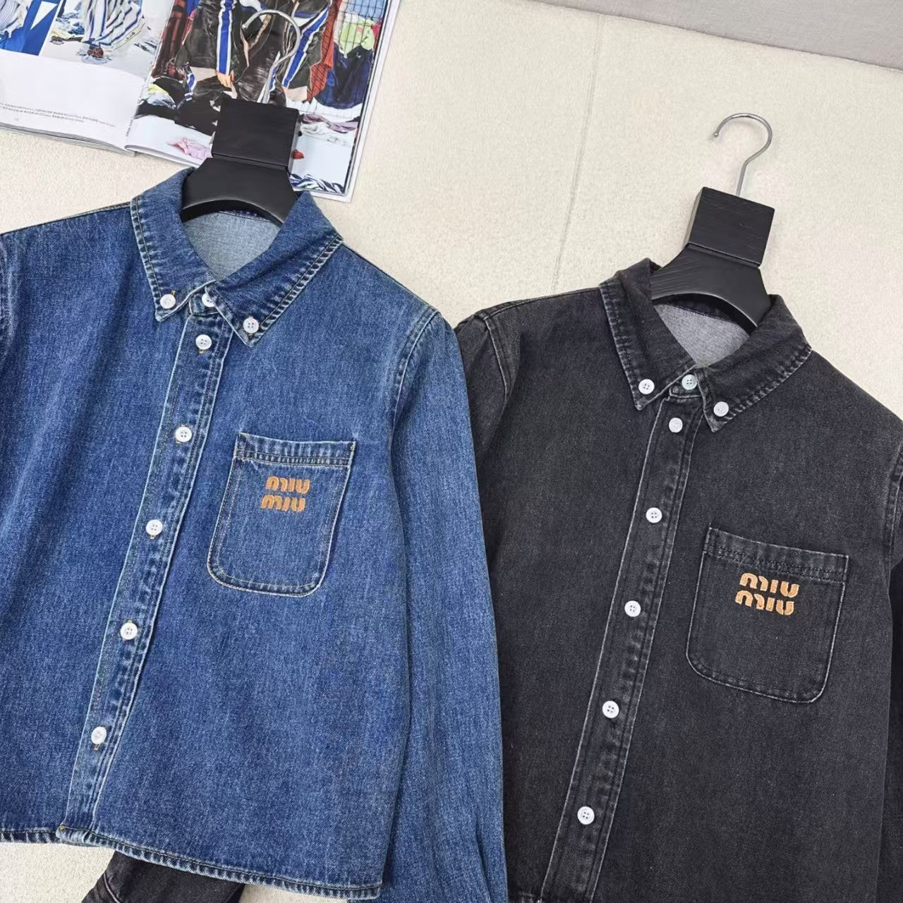 New denim short shirt