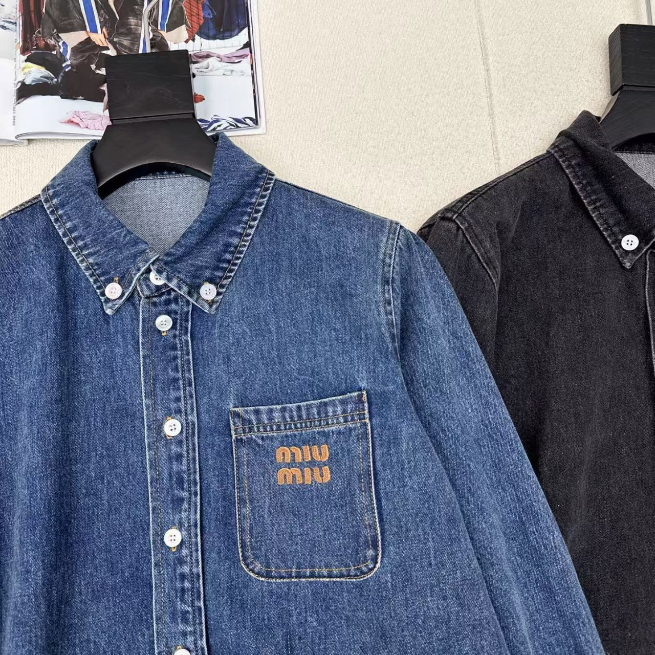 New denim short shirt