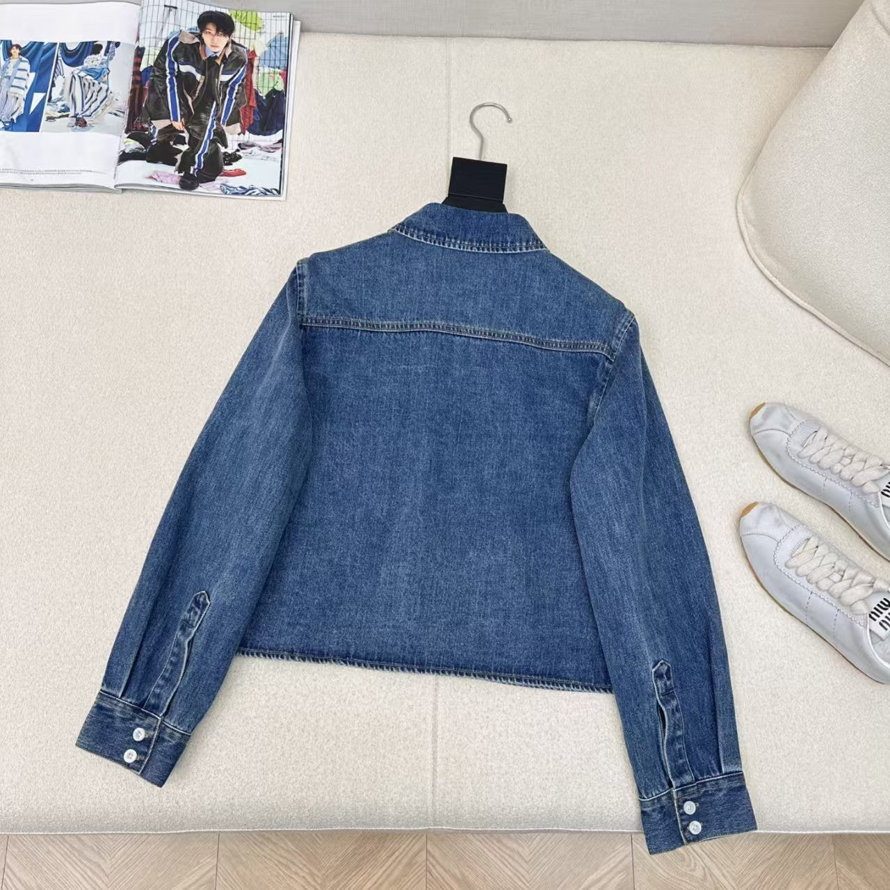 New denim short shirt