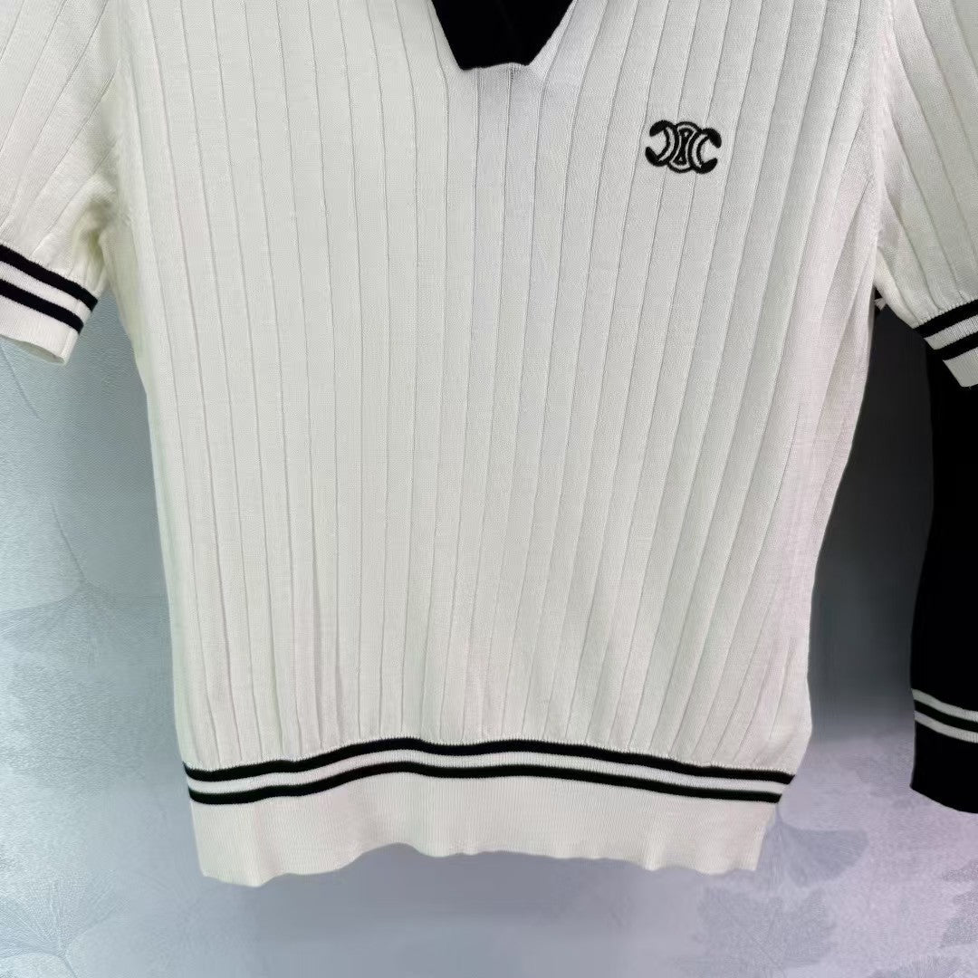 Manches courtes tricotées à revers verticaux