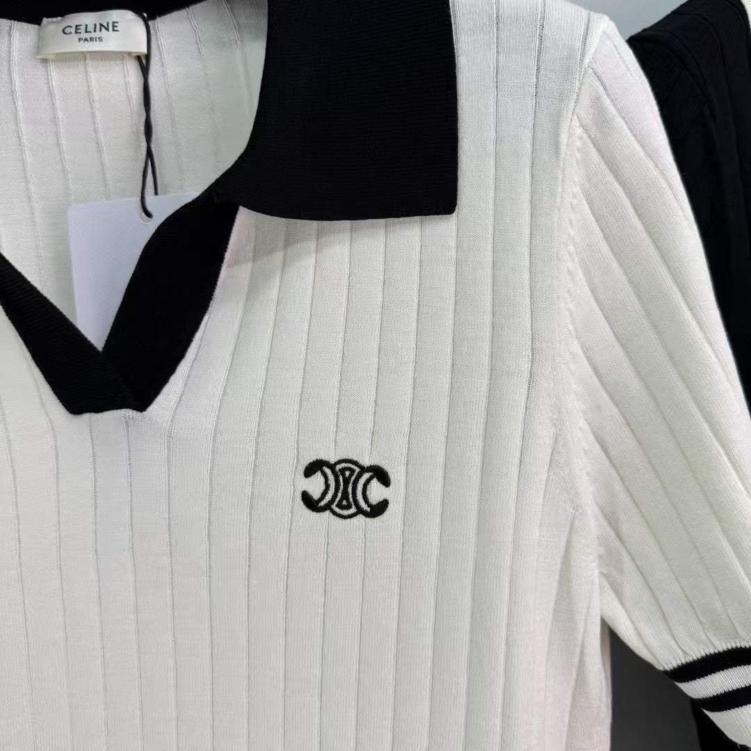 Manches courtes tricotées à revers verticaux