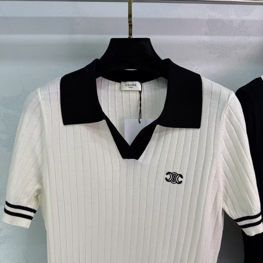 Manches courtes tricotées à revers verticaux